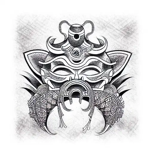 neo traditional mask tattoo design idea