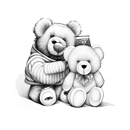 Rose with teddy bear tattoo design idea