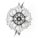 totem with suflower tattoo design idea