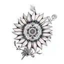 totem with suflower tattoo design idea