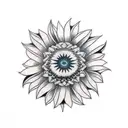 totem with suflower tattoo design idea