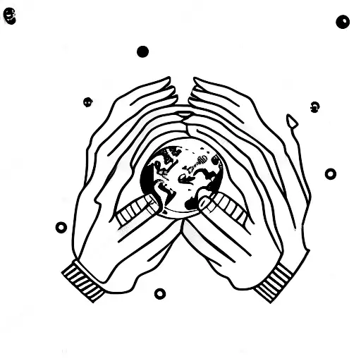 hand that holds a world tattoo design idea