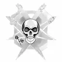 Gothic Skeleton Key with upside down cross and pentagram on the part where you hold the key tattoo design idea