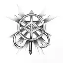 Gothic Skeleton Key with upside down cross and pentagram on the part where you hold the key tattoo design idea