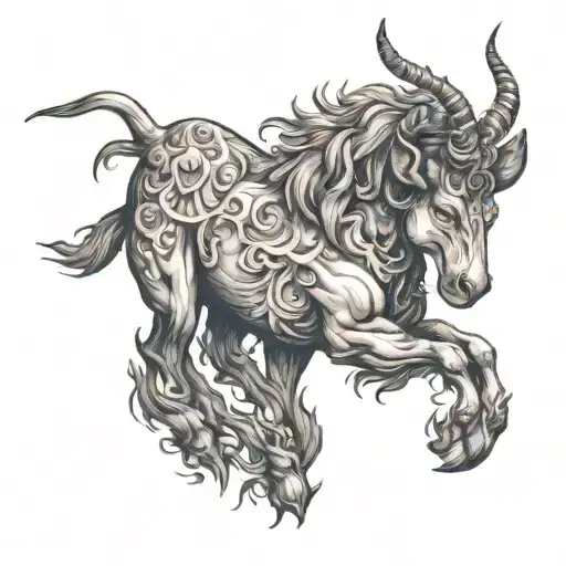 A tattoo of a mythical creature like a centaur or satyr, symbolizing a blend of human desires and animalistic instincts tattoo design idea