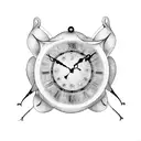 double clock with butterfly and heart tattoo design idea