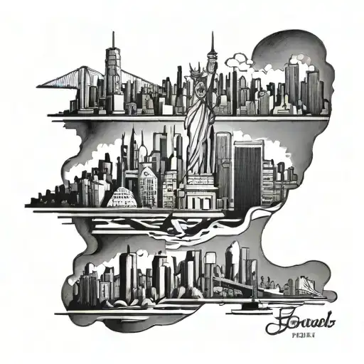 new york  City Skyline  tattoo design idea