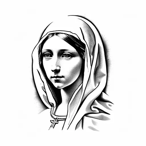 virgin mary whit a children tattoo design idea