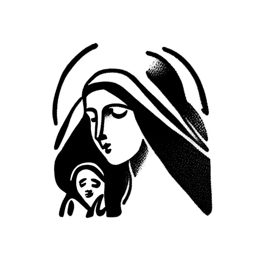 virgin mary with child tattoo design idea
