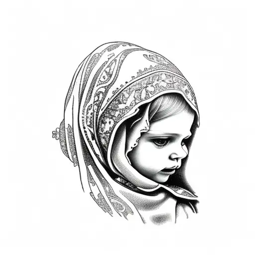 virgin mary with child tattoo design idea