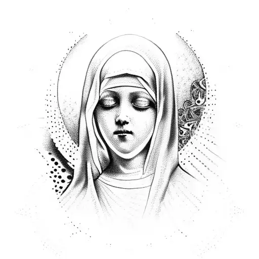 virgin mary with child tattoo design idea