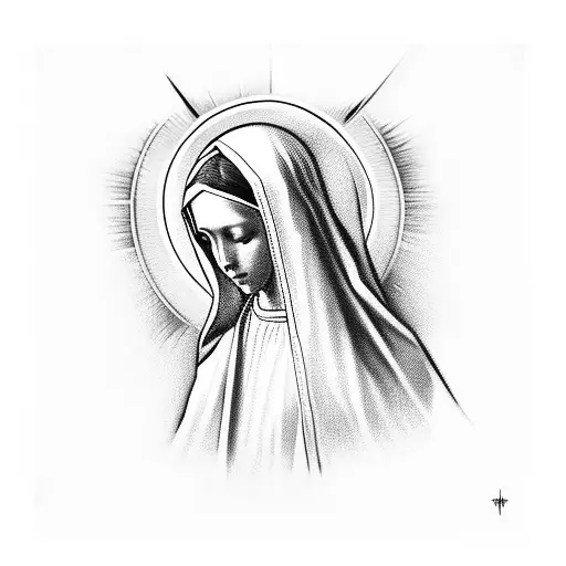 virgin mary whit a children tattoo design idea