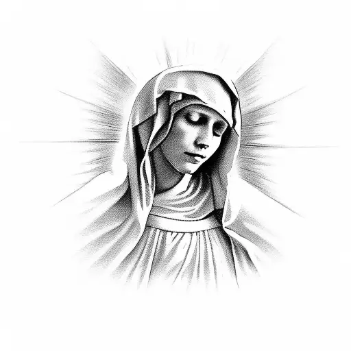 virgin mary whit a children tattoo design idea