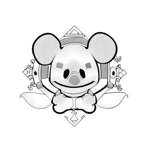 stitch ohana colorfull tattoo design idea