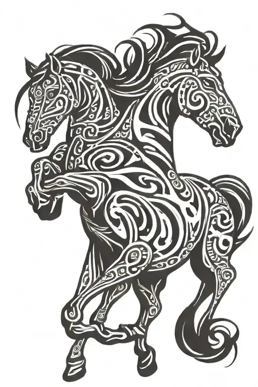 horse bucking horse tattoo design idea