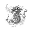 azure dragon in clouds tattoo design idea