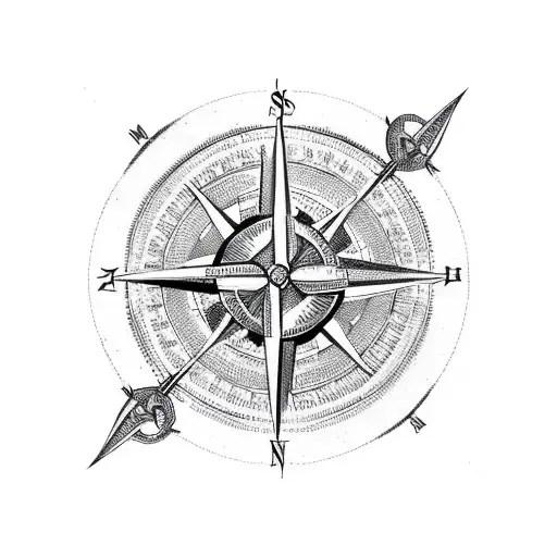 Viking compass with a dragon tattoo design idea