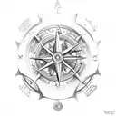 Viking compass with a dragon tattoo design idea