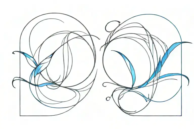 Gemini sign mix with blue wave tattoo design idea