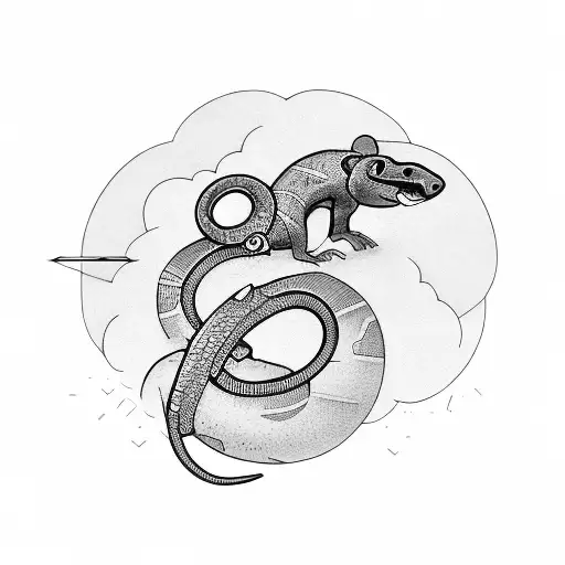urban snake eating a nerdy rat tattoo design idea