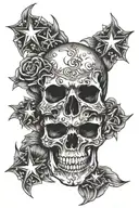 skull 13 stars tattoo design idea