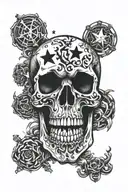 skull 13 stars tattoo design idea