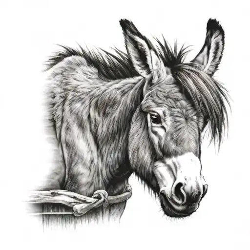 happy donkey looking tattoo design idea