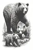 a bear and 2 cubs playing tattoo design idea