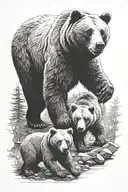 a bear and 2 cubs playing tattoo design idea