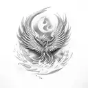 Phoenix with air and water signs tattoo design idea