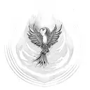 Phoenix with air and water signs tattoo design idea