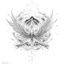 Phoenix with air and water signs tattoo design idea