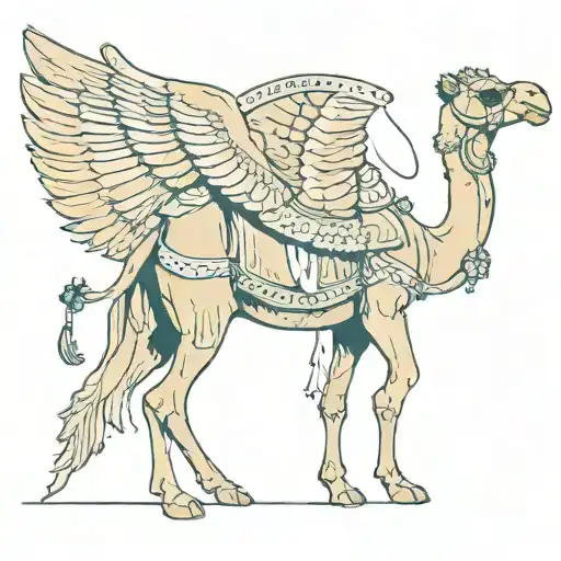 a camel with wings tattoo design idea