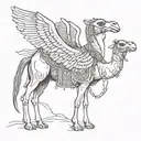 a camel with wings tattoo design idea