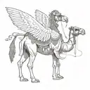 a camel with wings tattoo design idea