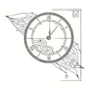 clock showing the passing of time. symbol of the planet mercury. Dates of birth. astrological sign of Gemini tattoo design idea