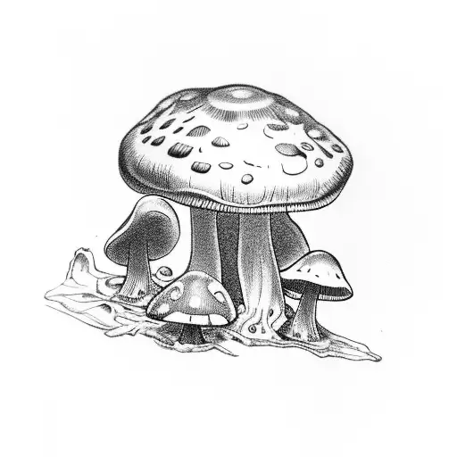 mushrooms with third eye tattoo design idea