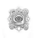 third eye with mushrooms and ouroboros tattoo design idea