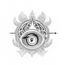 third eye with mushrooms and ouroboros tattoo design idea