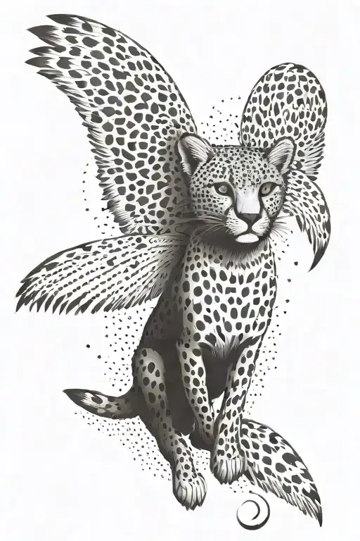 cheetah print and wings tattoo design idea