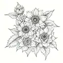 sunflower roses leopard print tattoo design idea