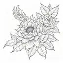 sunflower roses leopard print tattoo design idea