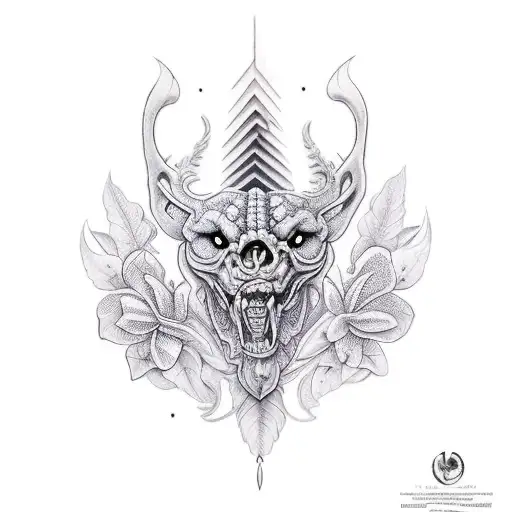 montaña y brujula tattoo design idea