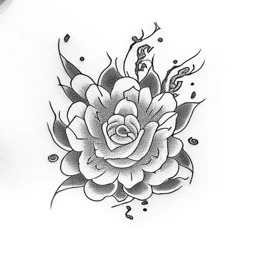 shinigami y flor de loto espalda tattoo design idea