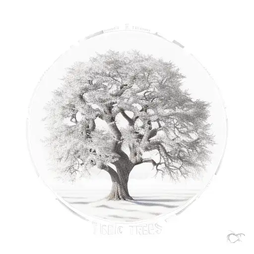 oak tree reeds tattoo design idea