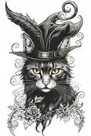 Witchy cat tattoo design idea