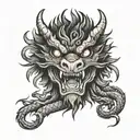 dragon head with flames tattoo design idea