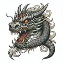 dragon head with flames tattoo design idea