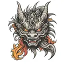 dragon head with flames tattoo design idea