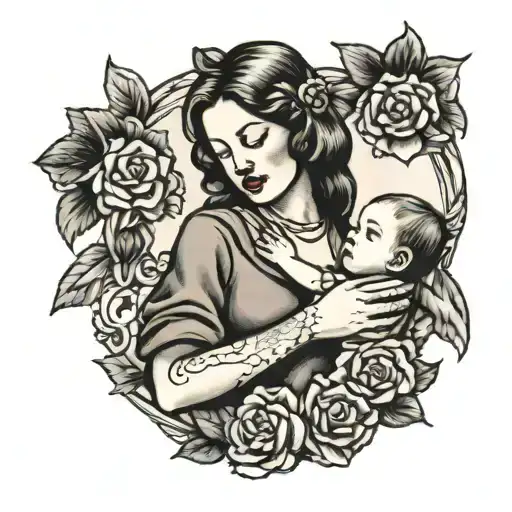 mother and aborted child  tattoo design idea